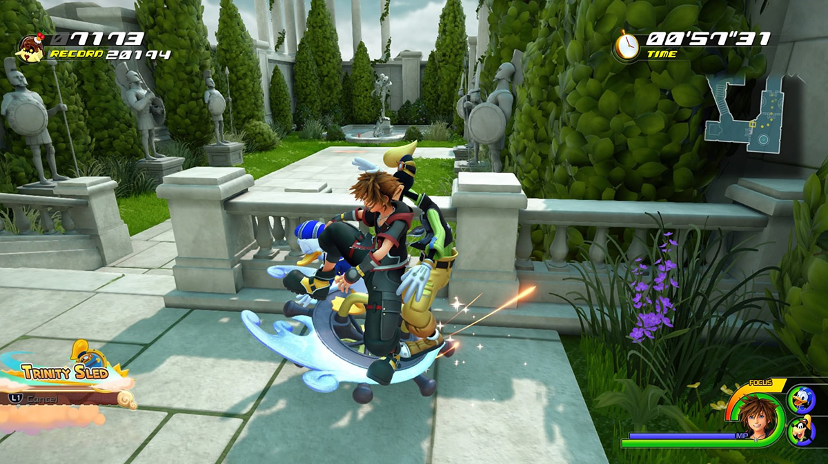 Don’t get stuck behind the parapets in the Gardens or its game over / Kingdom Hearts 3