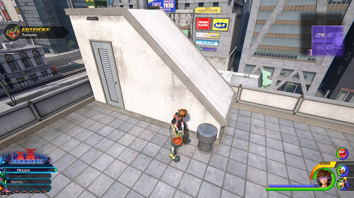 Climb the roof of the northwestern building to find more Tomatoes  / Kingdom Hearts 3