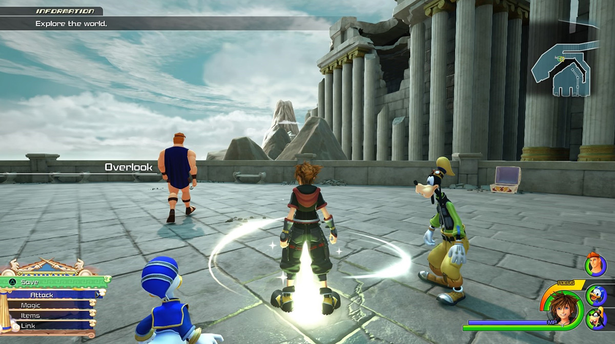 Sora arrives at the Overlook save point / Kingdom Hearts 3